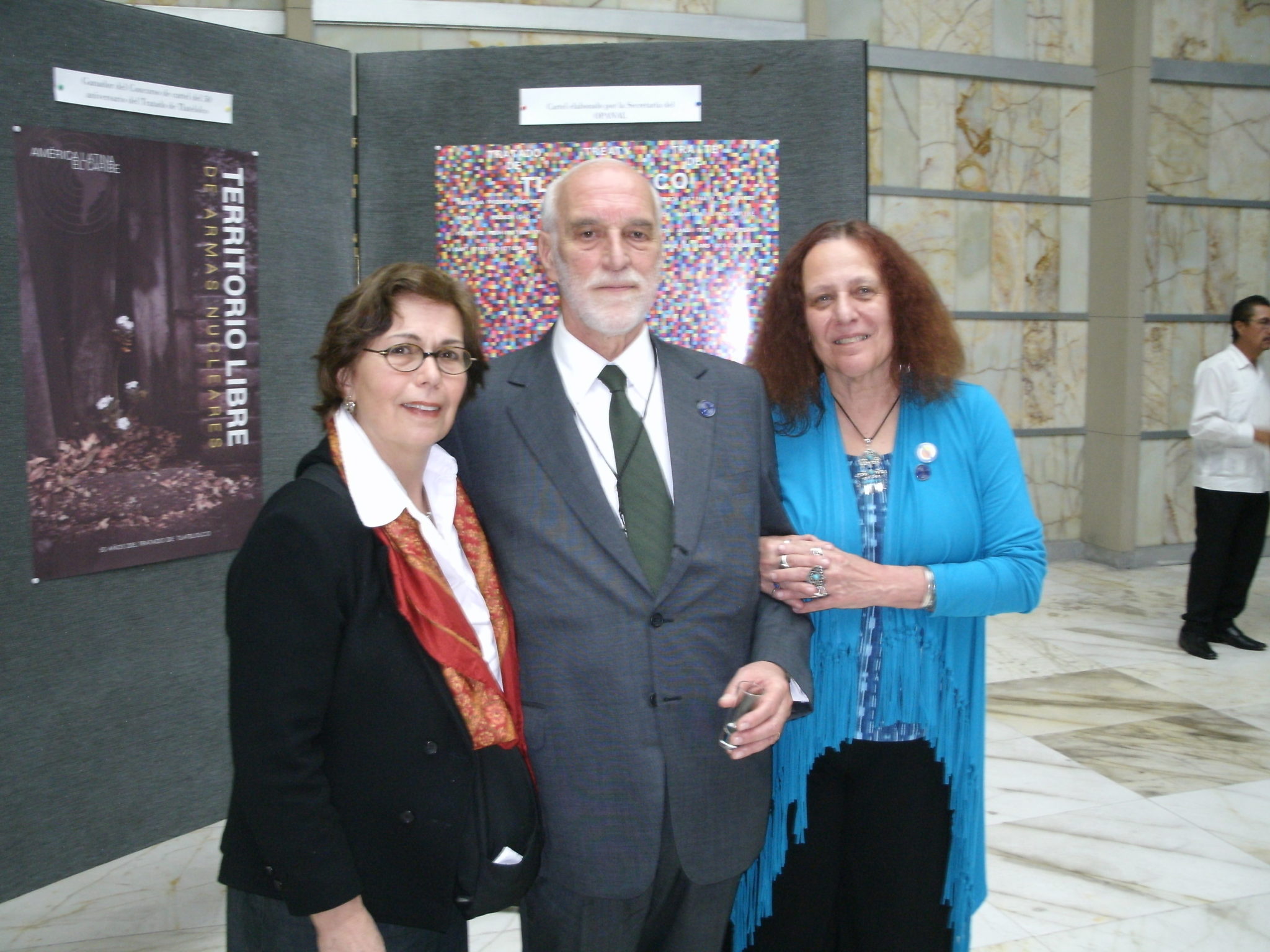 left to right: Jackie Cabasso, Western States Legal Foundation (WSLF) executive director and United for Peace and Justice co-convener, Ambassador Luiz Filipe de Macedo Soares, Secretary-General of OPANAL, Marcia Campos, WSLF Board member